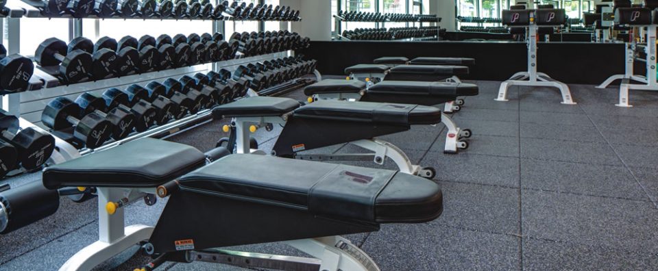 weight benches at the gym